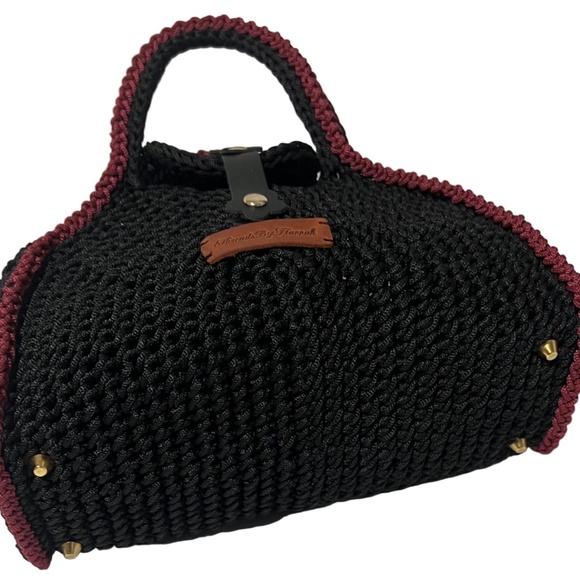 Handmade Black Half Moon Clutch Handbag - Picture 5 of 5